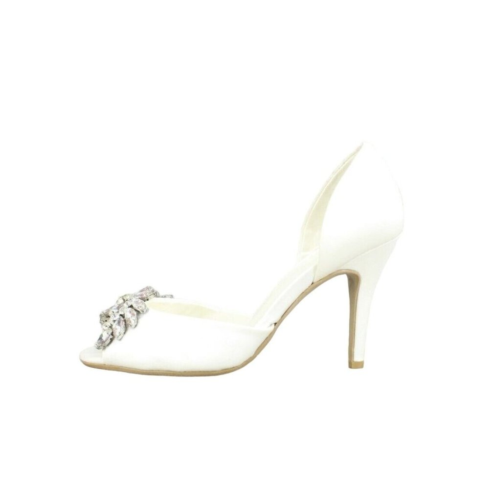New! Wonder By Jenny Packham Ivory Crystal Peep Toe Heel Bridal Sandals Size 6 M